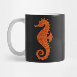 Burnt Orange Faux Glitter Seahorse Mug